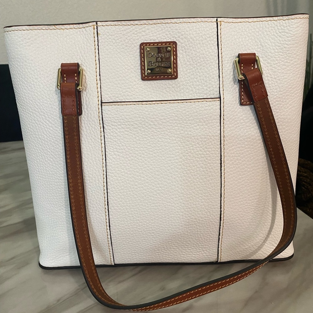 Dooney & Bourke White and Tan Tote Bag